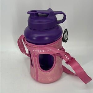 NWT HydroJug Purple Bottle with Pink Glitter Sleeve